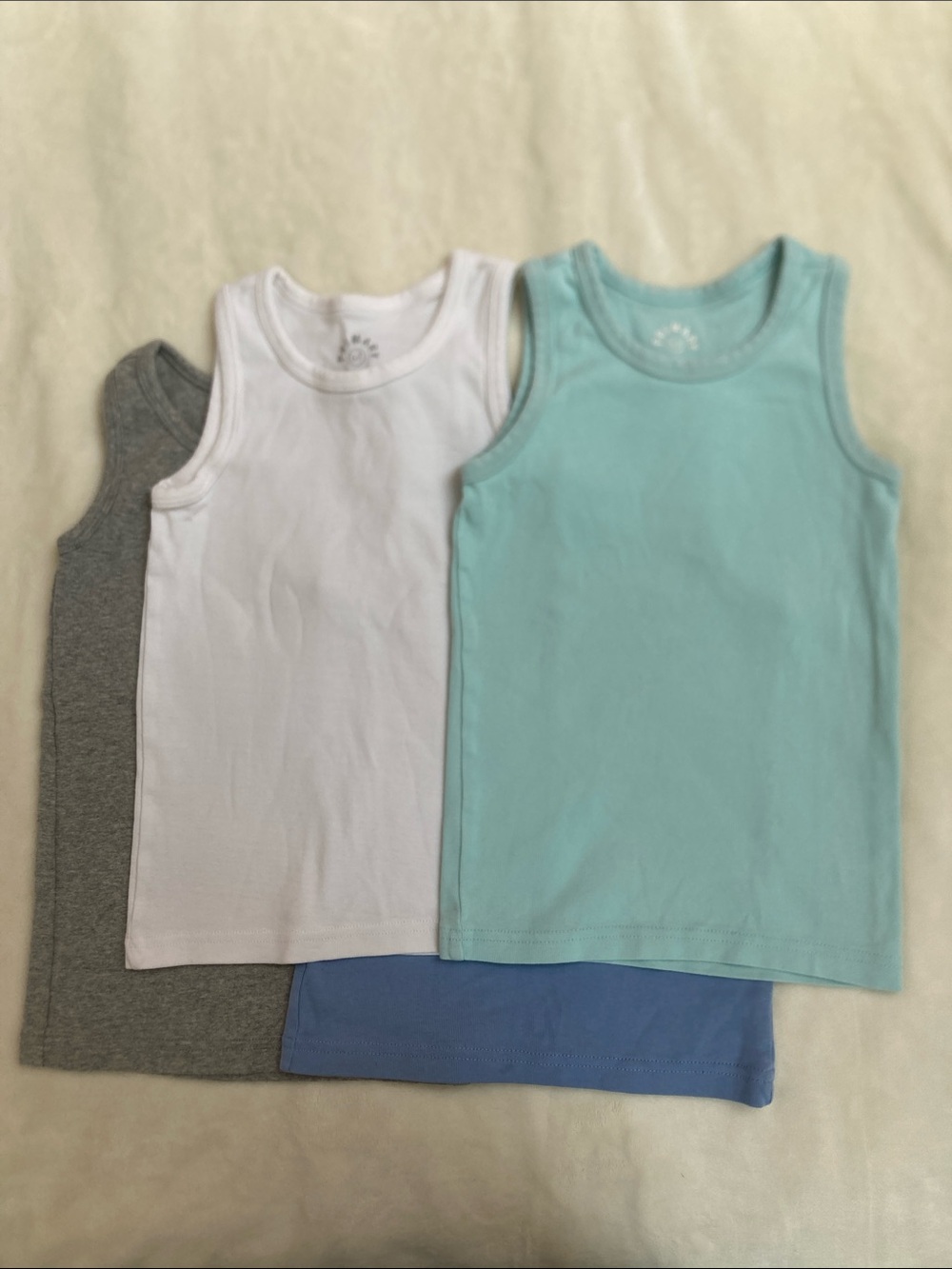 Primary Kids Cotton Tank Tops - White, Gray, mist, vintage blue